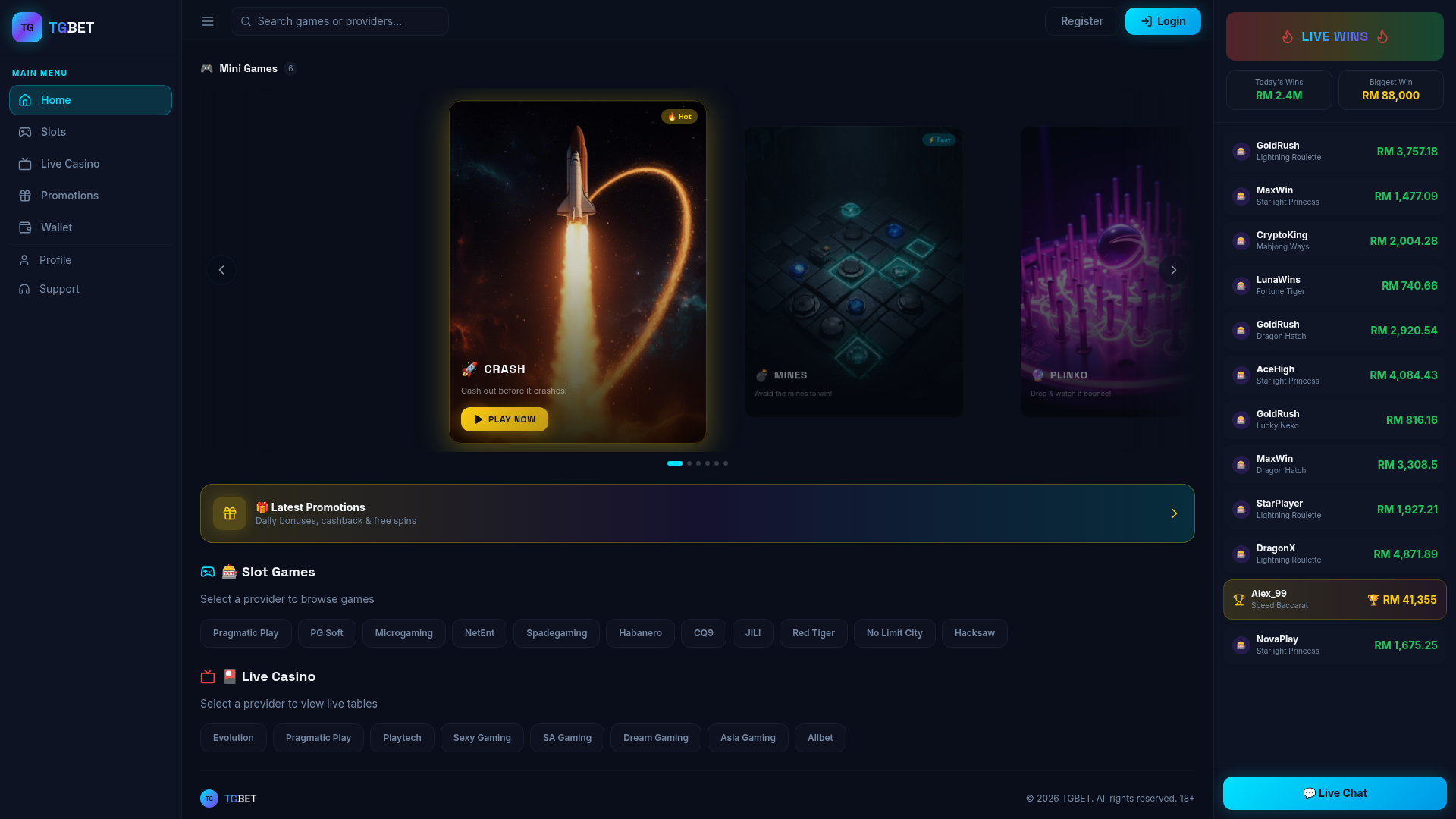 TGBET88 website preview